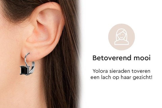Yolora Dames Oorbellen - Zwarte Kalpa Camaka Kristallen Zilverkleurig