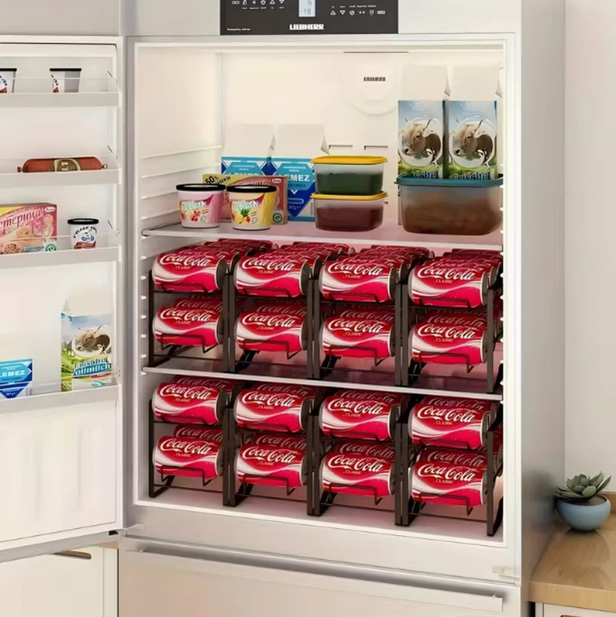 SRD Zwart Cola Rek 2-delige Set - IJzer - Keuken Organizer - Voor Blikjes en Voorraad