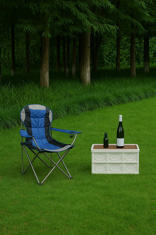VDD - campingstoel - vouwstoel - campingstoel opvouwbaar - camping stoel - campingstoelen - campingstoel opvouwbaar - opvouwbaar - bekerhouder - blauw