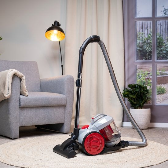 Dirt Devil Stofzuiger zonder Zak DD2503 - HEPA 12 Filter - 3 Opzetstukken - 800W - Grijs/Rood