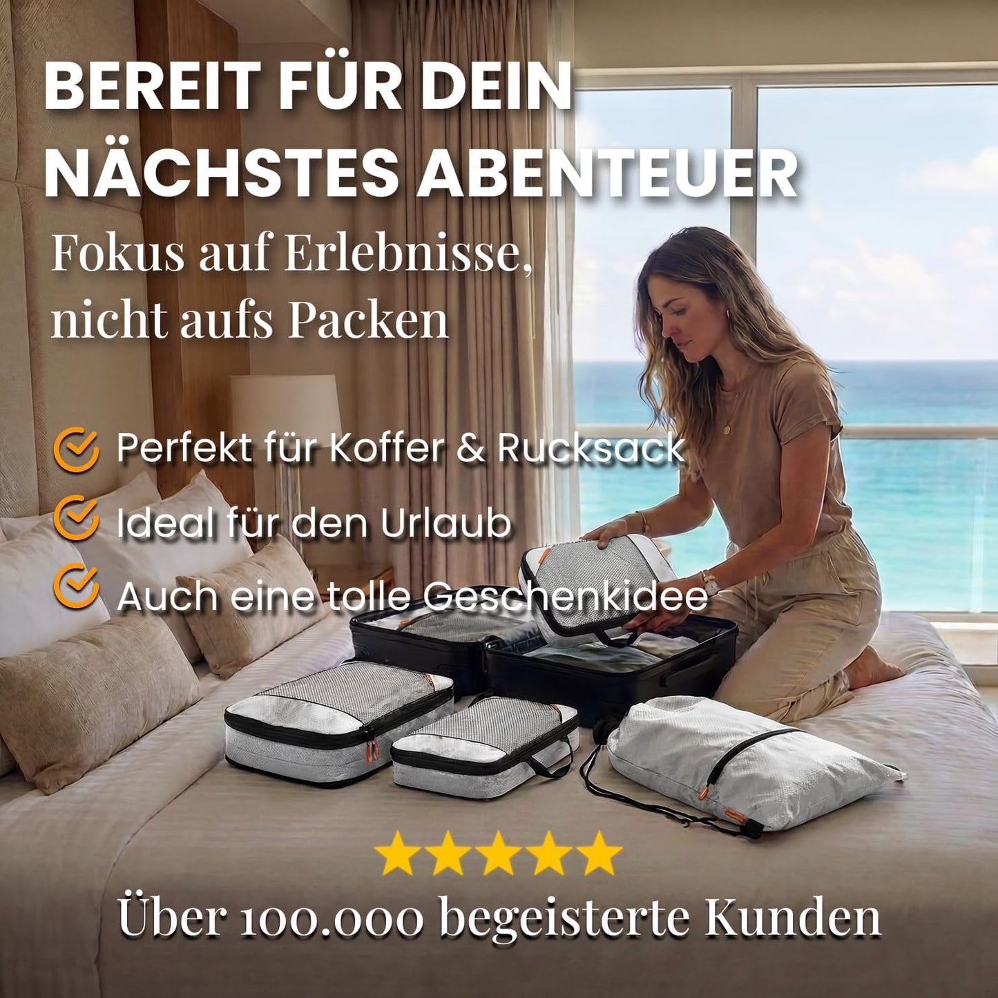 loonara Compressie Packing Cubes - 4-Delig - Grijs