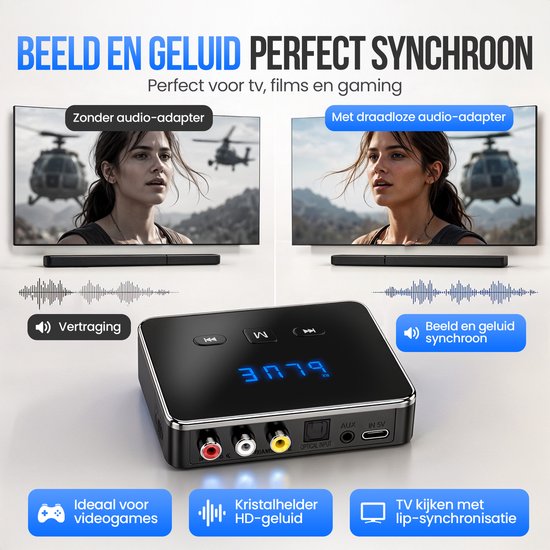 Strex Bluetooth Transmitter en Receiver 3 in 1 Adapter - Bluetooth Audio Zender en Ontvanger - Bluetooth 6.0 - AUX/RCA/Optisch - Draadloos - 15 meter bereik