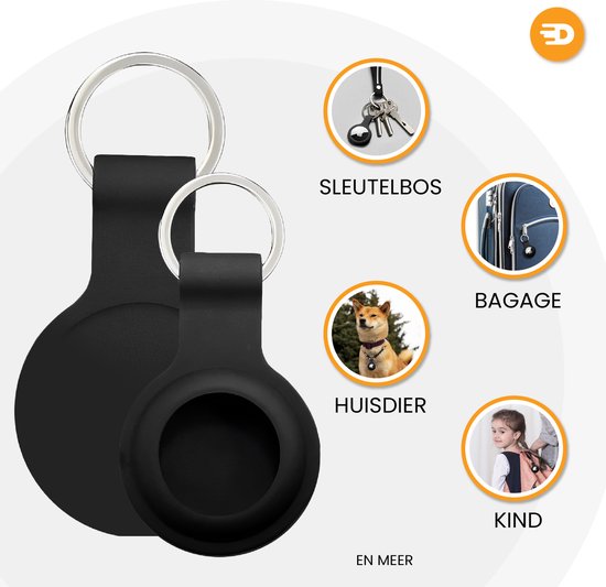 Drivv. AirTag Sleutelhanger - 2 stuks - AirTag Houder - Stevig Siliconen - Zwart