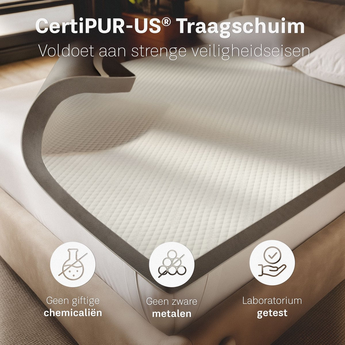 CozySense® – CubeTech Topper Topdekmatras – 120 x 200 cm – 100+ Comfort Cubes - Verkoelende Gel - Wasbare Hoes – Wit Traagschuim En Textiel