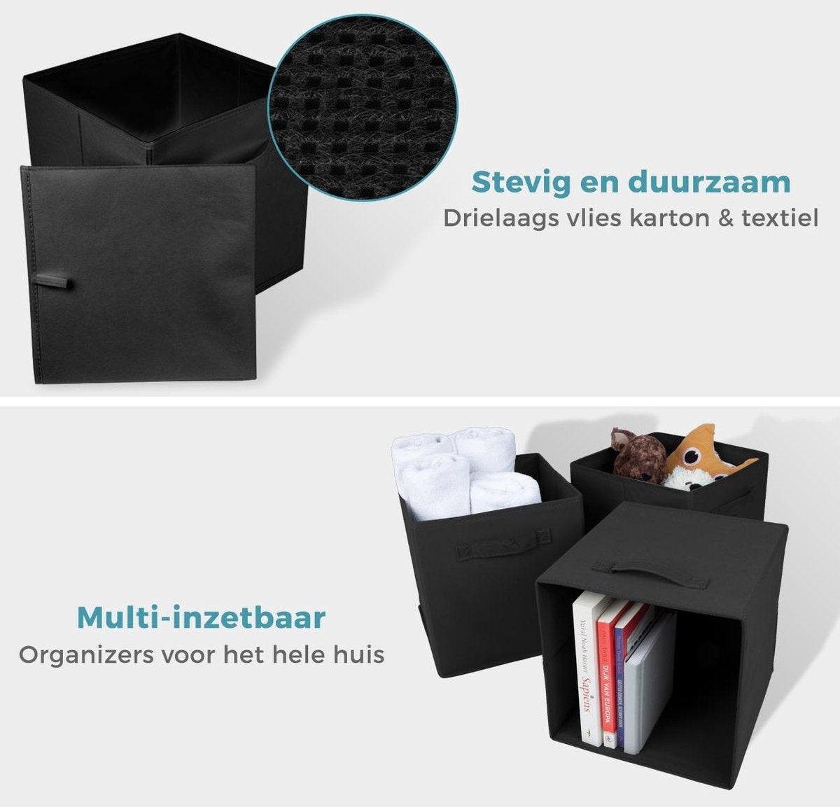 LifeGoods Kast Organizers - 6 Stuks - 20L - Textiel - Zwart