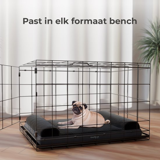 CozySense® Orthopedisch Hondenkussen - 60 X 42 cm - Maat S - Waterdicht - Geschikt Als Benchkussen & Hondenbed - Wasbare Hoes - Zwart