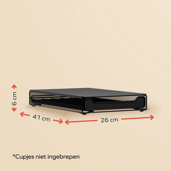 KitchenBrothers Koffiecups Houder - Capsulehouder - Geschikt voor Nespresso - 60 Cups - Cuphouder - Met Lade - Zwart