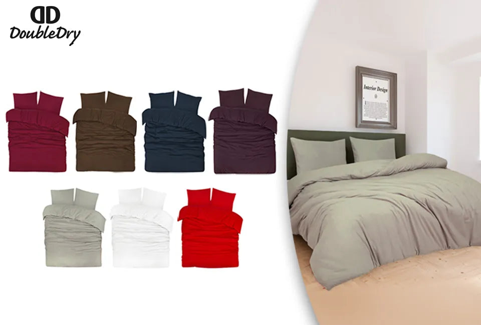 DoubleDry Soft Collection Dekbedovertrekset Lits-jumeaux 240 x 200 cm - Flanel Katoen - Bruin