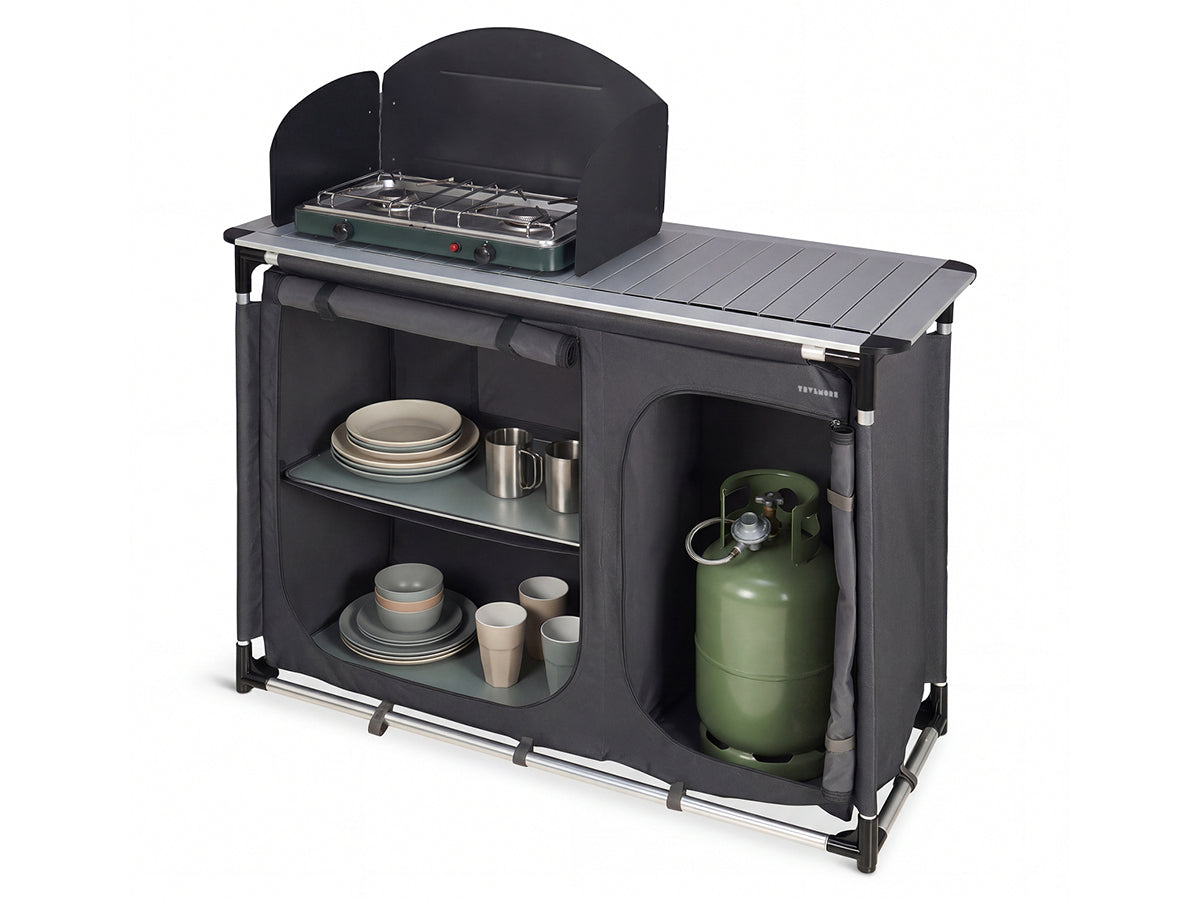 Trvlmore Campingkeuken met Windscherm en Afwasbak - 120 x 120 x 83 cm