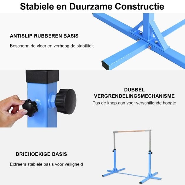 Coast Gymnastiek Rekstok in Hoogte Verstelbaar - 91-150cm - Blauw