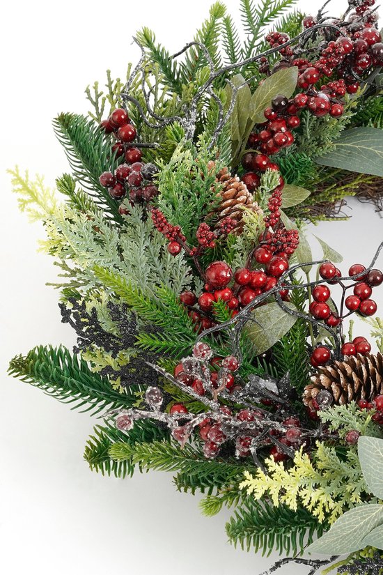 Mica Decorations Bodi Kerstkrans met Dennenappels - H13 x Ø50 cm - Bordeaux