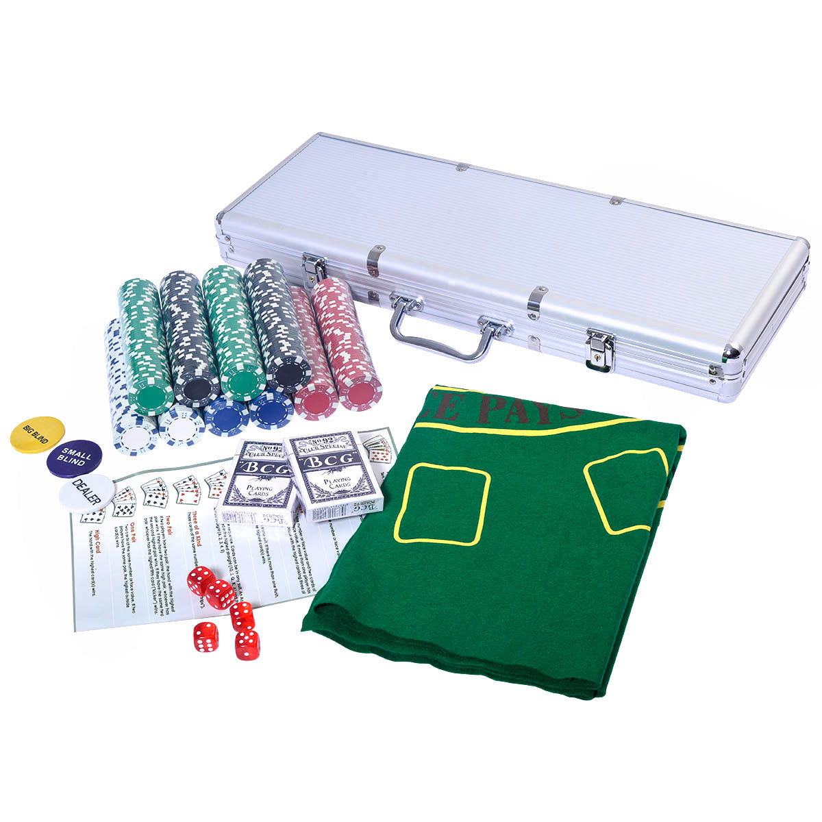 Coast Pokerset Poker Case + Doek + 2 Poker Decks - Aluminium