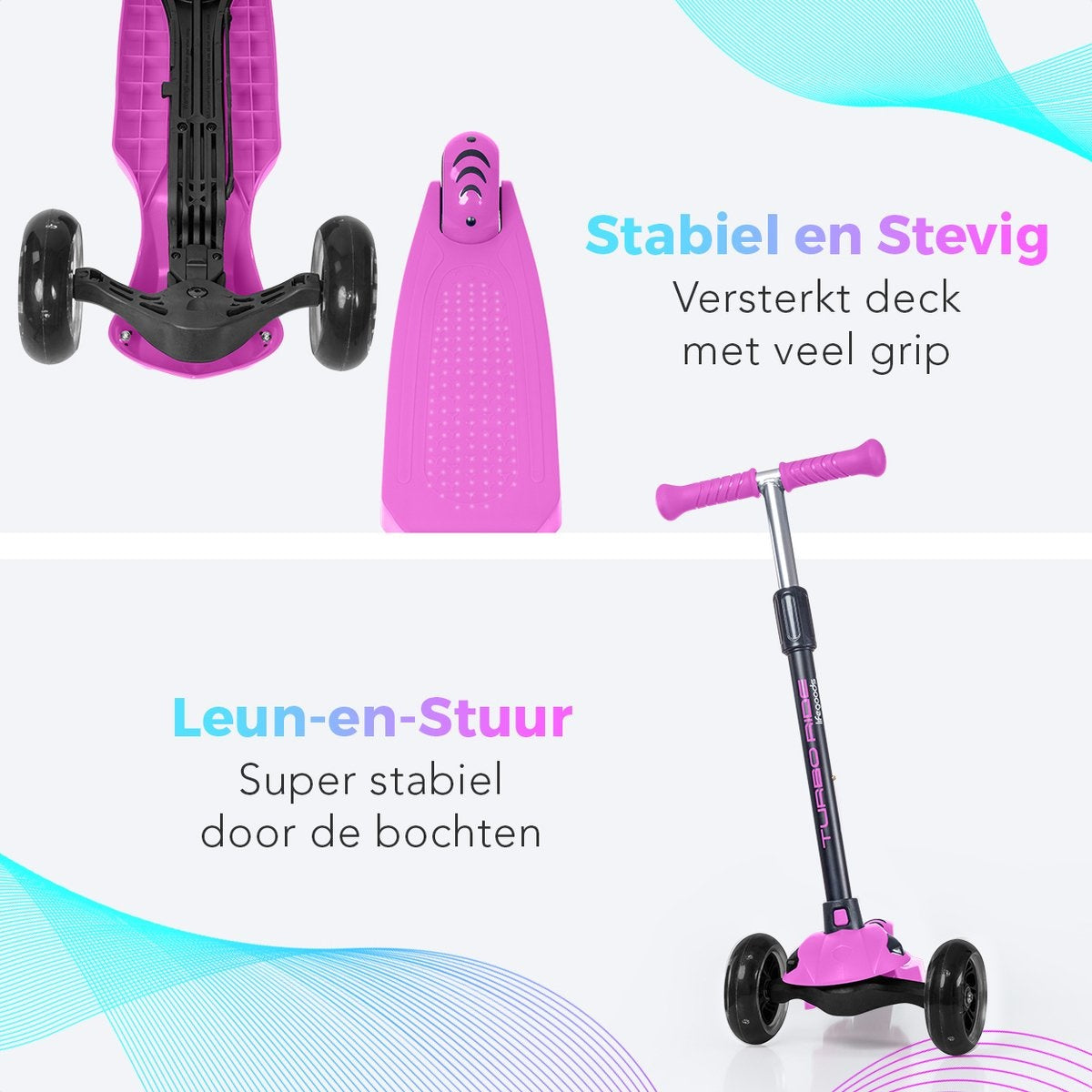 LifeGoods TurboRide Kinderstep - Step 5-8 Jaar - 3 Lichtgevende Wielen - Jongens/Meisjes - Roze