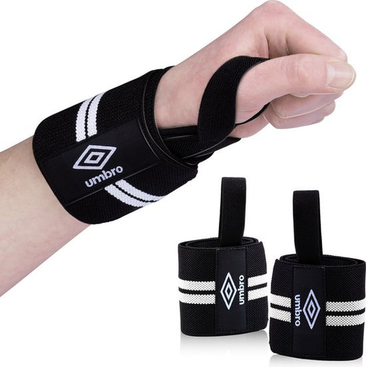 Umbro Polsbandjes - 2 Stuks - Polsbeschermers - Krachttraining en Fitness - Wit/Zwart