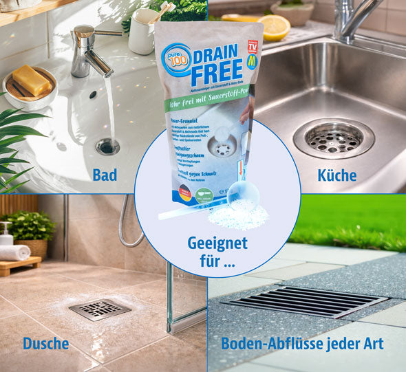 Pure100 Drainfree Ontstopper - 1 kg Granulaat - 22x14x5 cm - Krachtige Afvoerreiniger