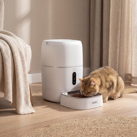 Princess Automatische Voerbak - Smart 6 Liter – Kat & Hond - App‑Bediening - Geplande Voeding - Roestvrijstalen Kom - BPA‑vrij - Antislip - Back‑up Batterij - Voerautomaat - Voerdispenser - 610060