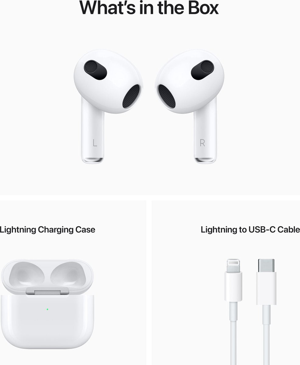 Apple AirPods (3rd generation) Hoofdtelefoons Draadloos In-ear Oproepen/muziek Bluetooth Wit