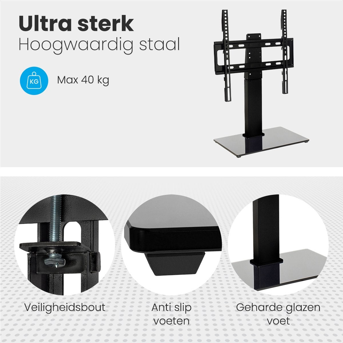 Auronic TV Standaard – Draaibaar – max. 40 kg –26 t/m 55 inch - 40 x 26 x 73,1 cm – Zwart