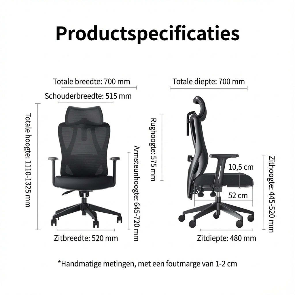ochama x J.ZAO Z7 Comfort Ergonomische Bureaustoel, Achterkantelbaar in 3 standen, hoogteverstelbare armleuningen, adaptieve zwevende lendensteun, 3D hoofdsteun, E-sport stoel