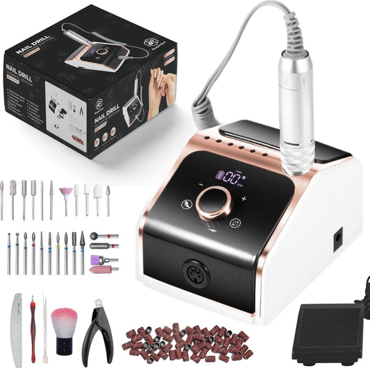 Beeperfect Nagelvijlset – Draadloos, Incl. 100 Schuurrolletjes & 25 Bitjes – 18 V – Wit/Rosegoud