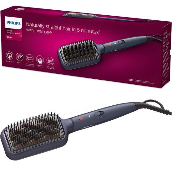 Philips StyleCare Essential BHH885/00 Stijlborstel - Keramische Coating - Ionisatie - ThermoProtect - Donkerblauw