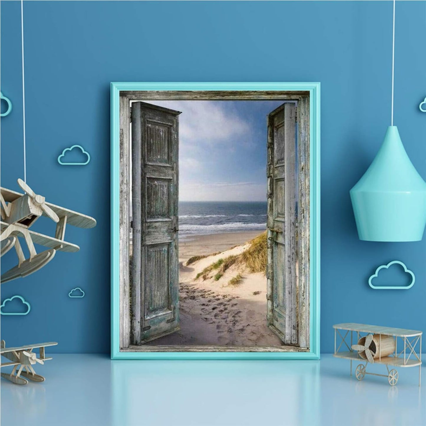 Diamond Painting Set 40x50 cm – Oude Deur naar Strand – Vierkante Steentjes – Complete DIY Kit
