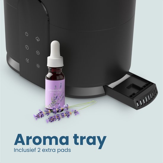 Auronic Luchtbevochtiger - 4 Liter - 40m2 - Geschikt voor Woonkamer, Kantoor, Slaapkamer, Babykamer en Meer - Met Aromatherapie - BPA-Vrij - Zwart