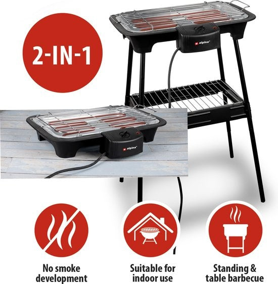 alpina BBQ - Elektrisch - 2-in-1 - Binnen en Buiten - 2000W