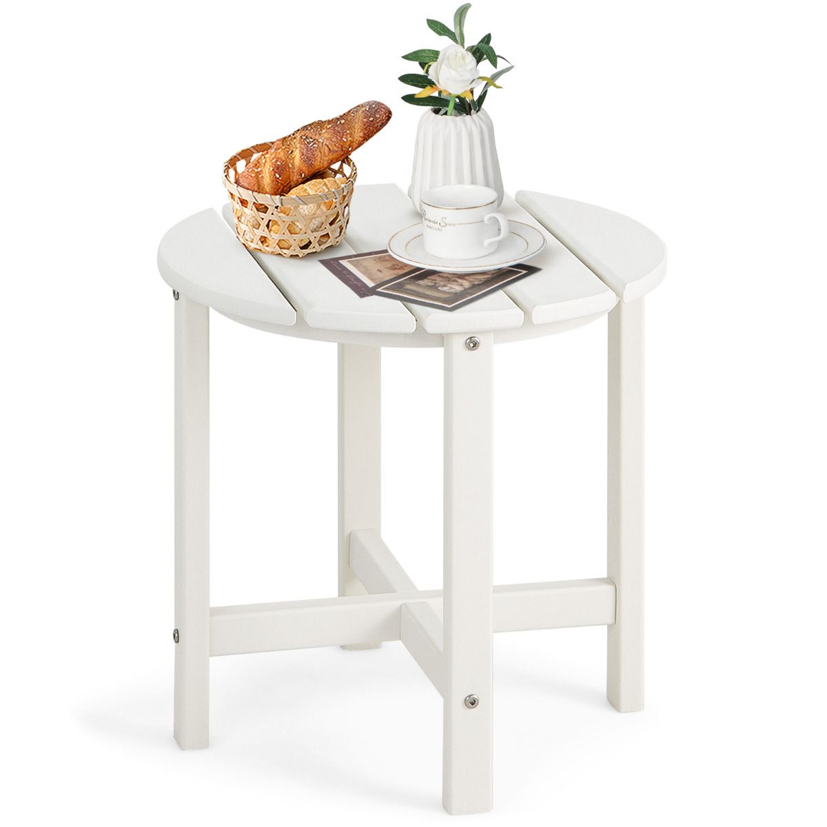 Coast Bijzettafel - rond - weerbestendig HDPE - wit 46 x 46 x 46 cm