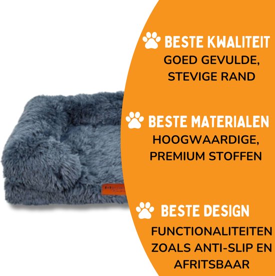 By Cee Cee Orthopedische Hondenmand – Orthopedisch Hondenkussen – Royal Collection Hondenbed – Fluffy - Donkergrijs - M - 80x55x17