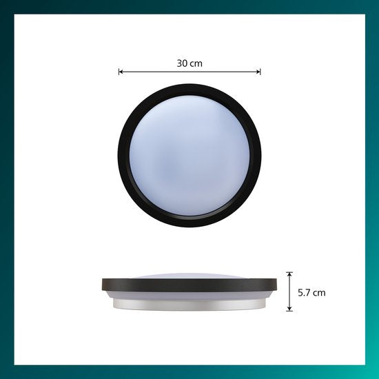 Philips All-In-One Plafondlamp - 2-Pack - Met Afstandsbediening - 24W - LED-verlichting - Warm- tot Koelwit licht; 2700K tot 6500K - 30 cm - Zwart - Rond