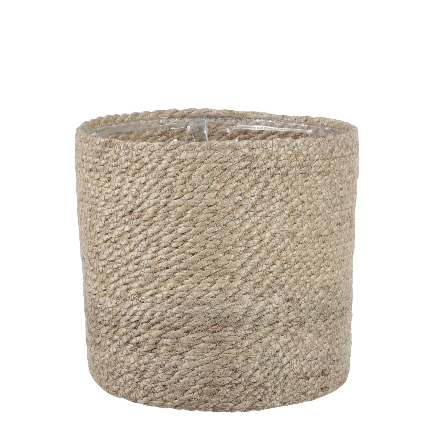 Mica Decorations Atlantic Plantenmand – H 20 x Ø 20 cm – Handgemaakt Jute – Crème – Met Plastic Voering