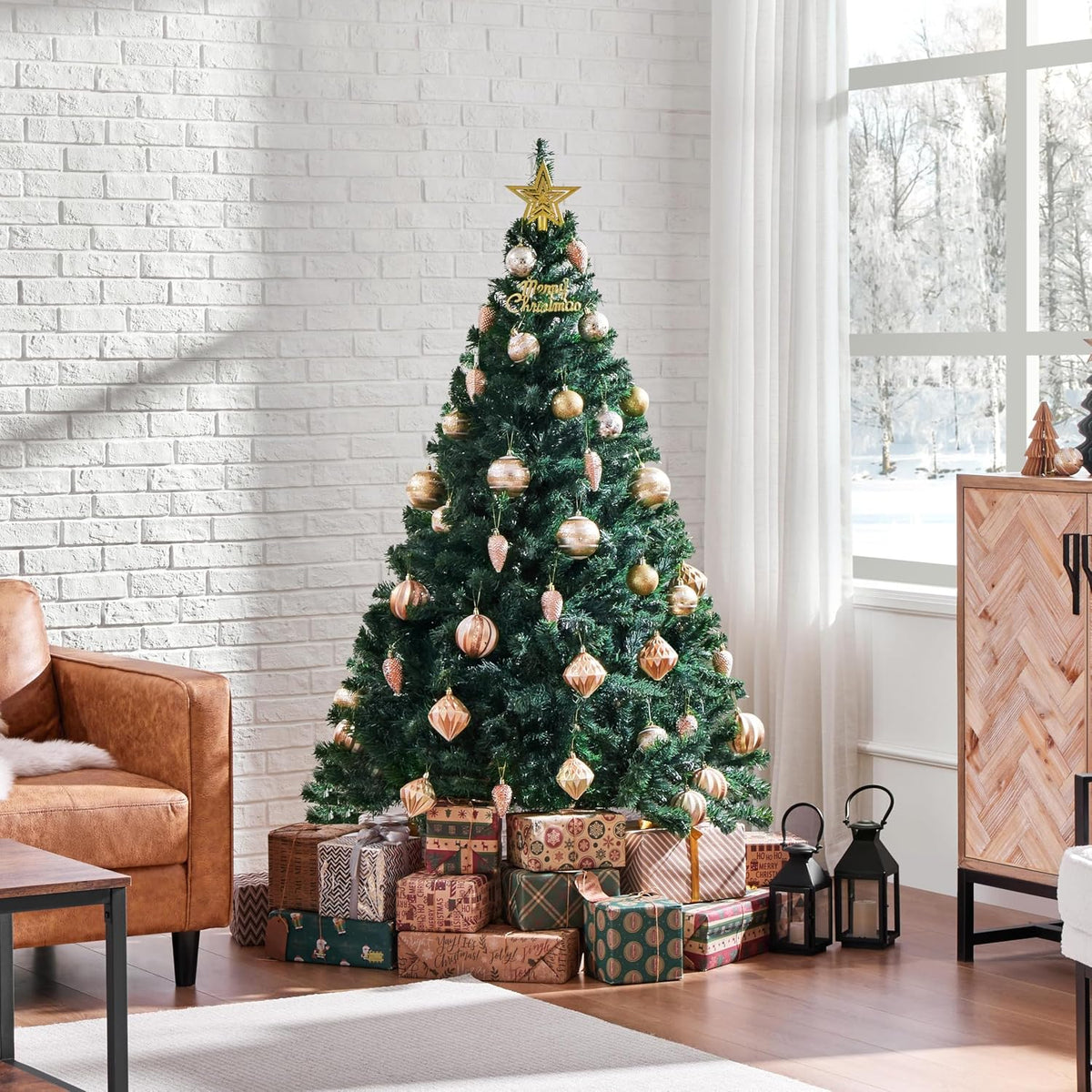 aheetech Kunstkerstboom - 182 x 93 x 93 cm - Groen - 528 Takpunten