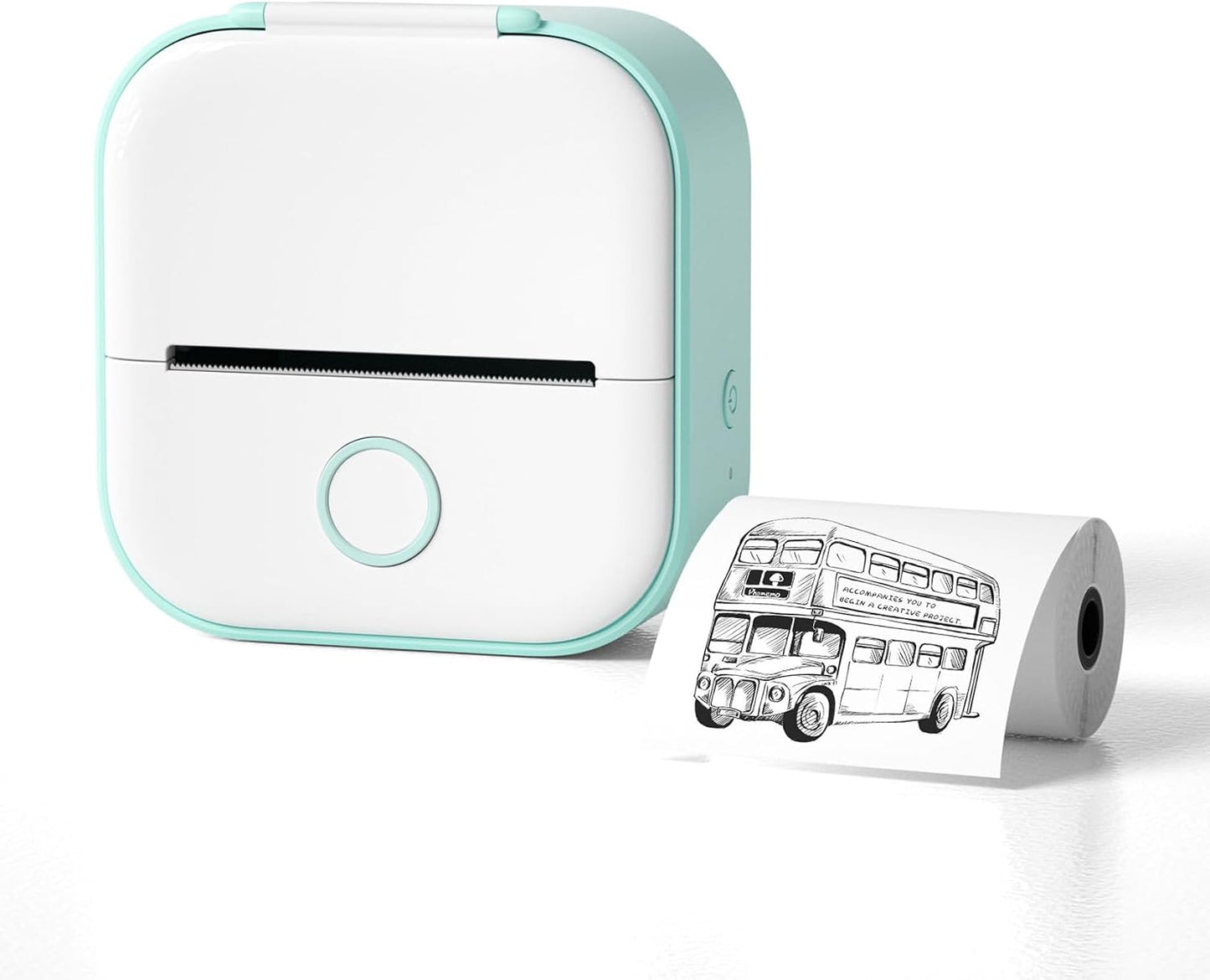 Gienslru Mini Pocket Printer - Draagbare Bluetooth Thermische Fotoprinter - Inktloos - 3,8 x 8,6 x 8,9 cm - Groen