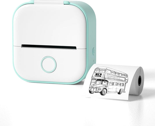 Gienslru Mini Pocket Printer - Draagbare Bluetooth Thermische Fotoprinter - Inktloos - 3,8 x 8,6 x 8,9 cm - Groen
