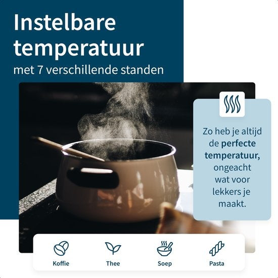 Waterkoker met temperatuurregeling - 2.7L - Alminium - BPA vrij - 2200W - 21.10x28.30x31.20 cm - Zwart