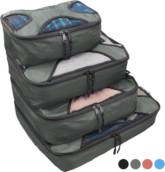 Volcan Inpakblokjes - Koffer Organizer Set - Rugzak en Koffer - 4-Delig - Reiscubes - Groen