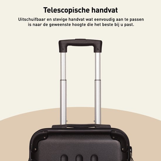 Handbagage Koffer - Trolley - 48L - Lichtgewicht - Cijferslot - 4 wielen - 56x37x24cm - Zwart
