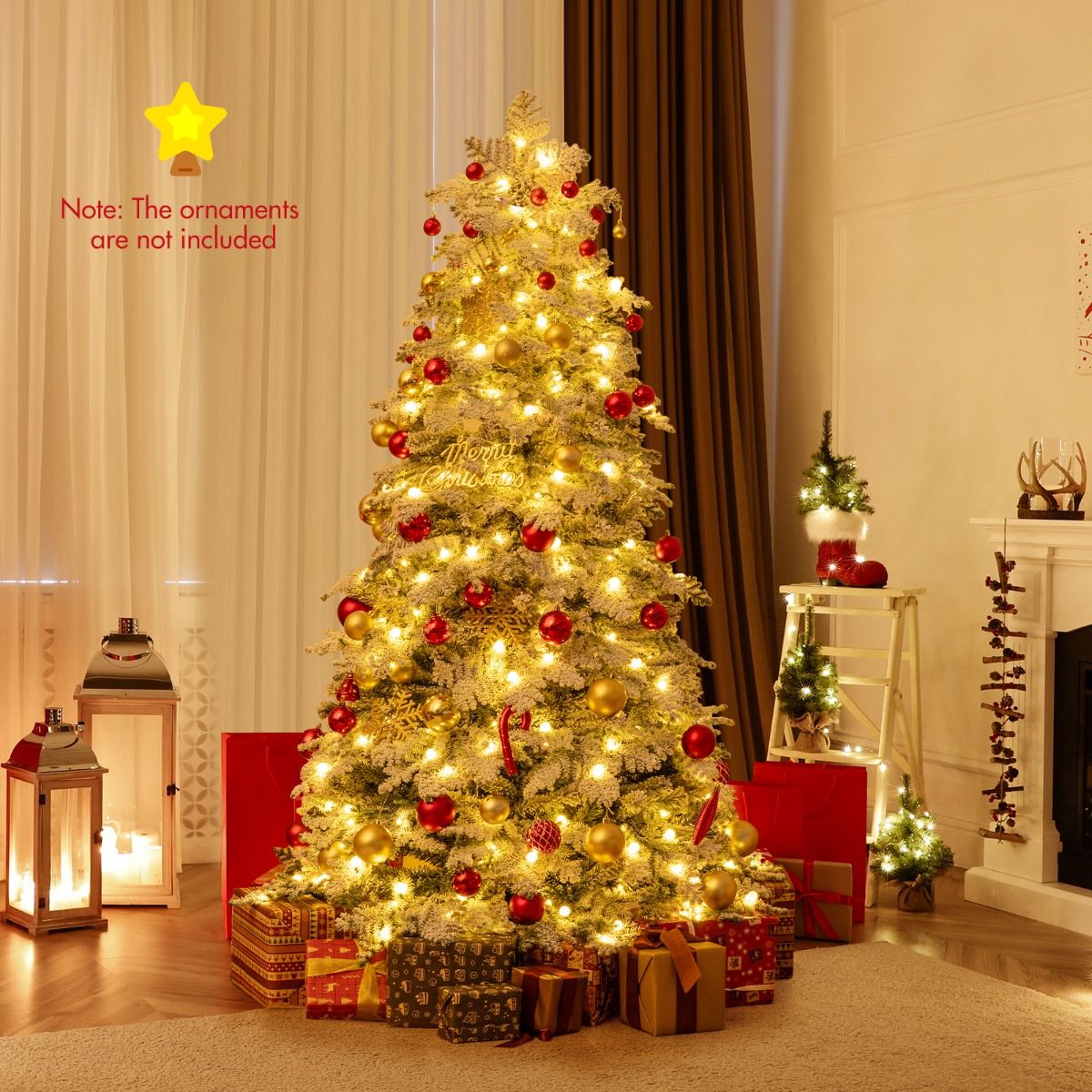 Coast Kunstkerstboom 180 cm Groen/Wit - Besneeuwd met 260 LED Lampjes - Opvouwbaar & Voorgemonteerd