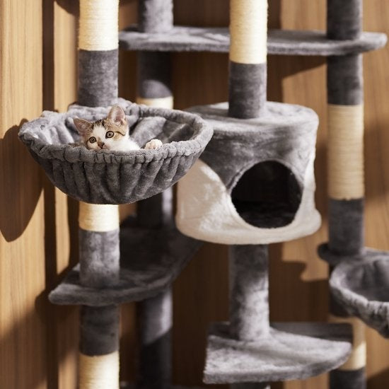 tectake® - Krabpaal Fippi grijs/wit - 402184 - kattenkrabpaal - kattenpaal