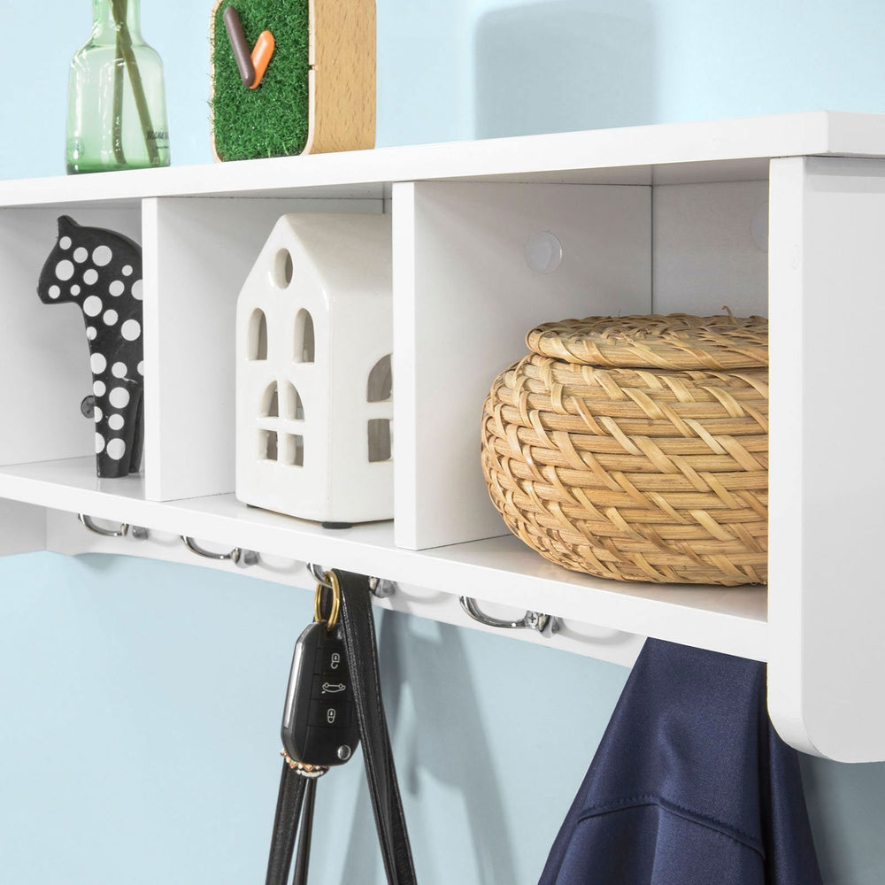 SoBuy FRG48-L-W Wandgarderobe met 5 Haken - Wit - 72x15x23 cm
