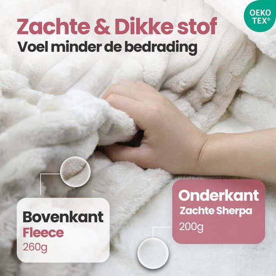 STAUS&BACH Elektrische deken 3XL - 2 persoons bovendeken - Dubbelzijdig Fleece Sherpa Warmtedeken - Beige - 180x160 cm PowerNap