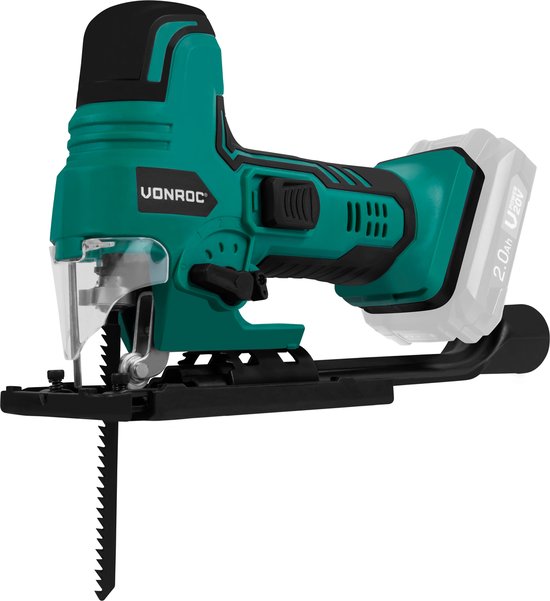 VONROC Accu decoupeerzaag VPower 20V – Ergonomische T-handgreep – Instelbare snelheid & zaaghoek – Zonder accu & lader