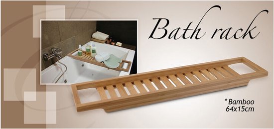 Excellent Houseware Badrek van bamboe hout - 64 x 15 cm - voor spullen - badplank - bruin