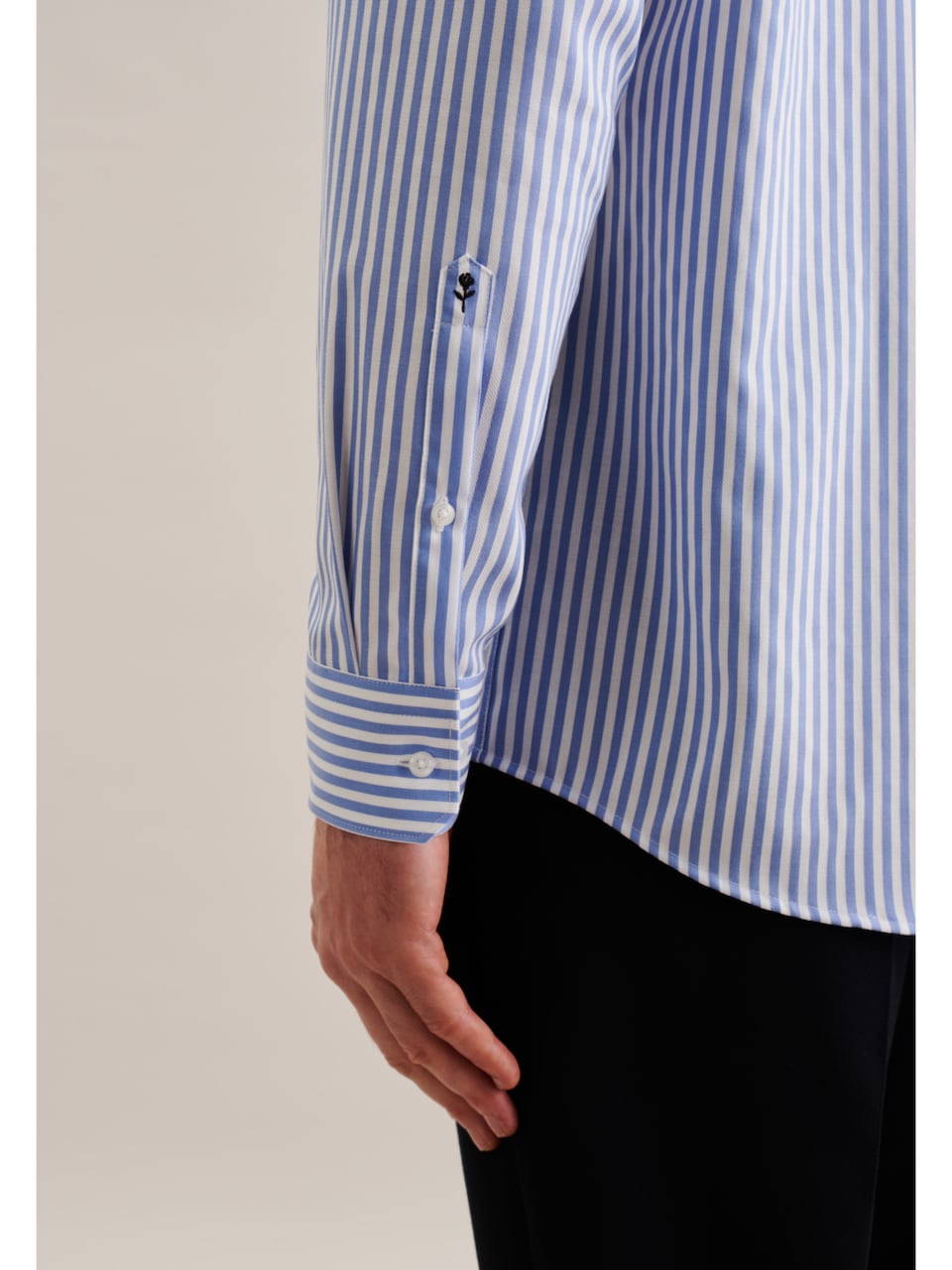 SEIDENSTICKER Regular Fit Zakelijk Overhemd Blauw Denim/Wit, Lange Mouw, Kentkraag - Maat 40