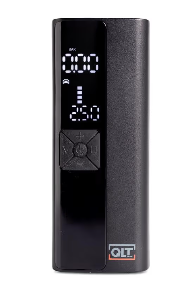 QLT Draadloze Luchtcompressor – USB Oplaadbaar – LCD Display met LED-Verlichting – Zwart – 5,5 x 4,5 x 19,8 cm