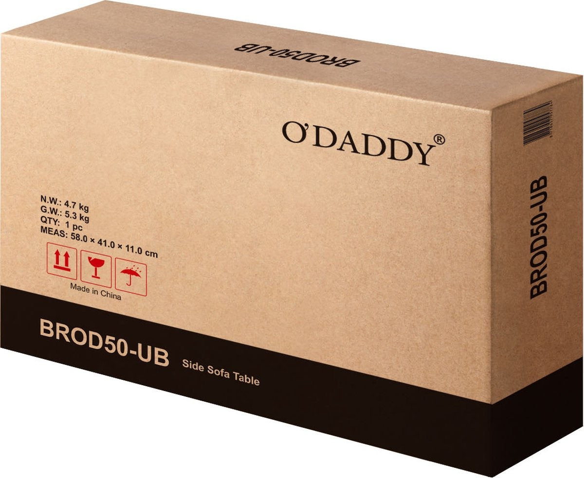 O'DADDY® Bijzettafel - Handige Bijzettafel met Afneembare Wielen - Rustiek Bruin - 50 x 35 x 55 cm