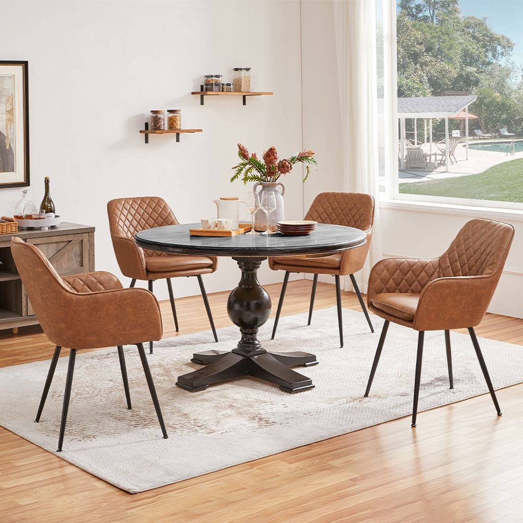 Yaheetech eetkamerstoelen met armleuningen - set van 2 - bruin