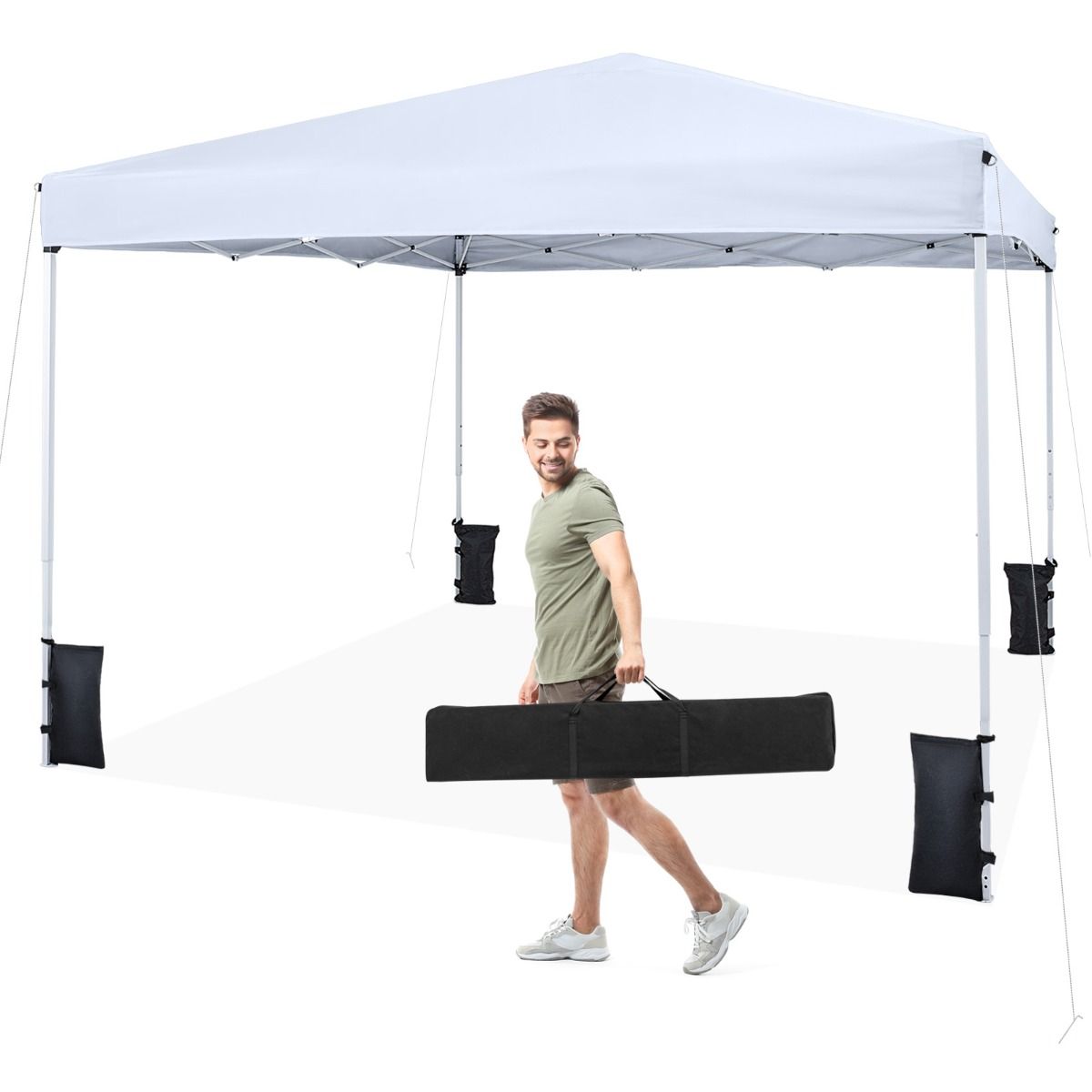 Coast Pop-up Tuinpaviljoen - in hoogte verstelbaar - opvouwbare feesttent - wit 290 x 290 cm