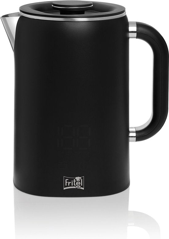 FRITEL Waterkoker WK 2595 - Heetwaterkoker / Theewaterkoker - 1,7 liter - 1500W - Dubbelwandig - Touch Display - Keep-Warm functie - Zwart Mat
